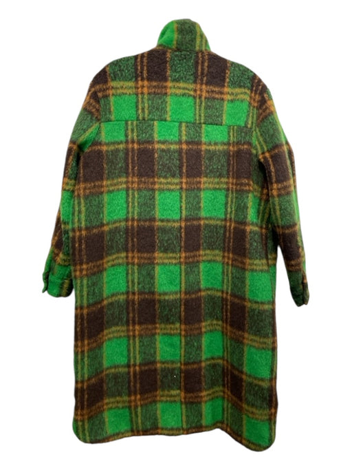 DRA Size XS Green & Brown Polyester Blend Plaid Buttons Shacket Coat Green & Brown / XS