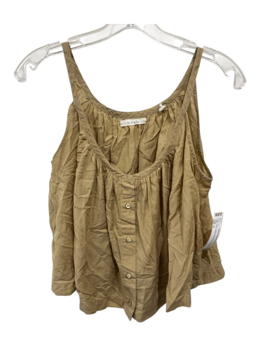 Doen Size S Tan Cotton Blend Button Crop Boxy Sleeveless Top Tan / S