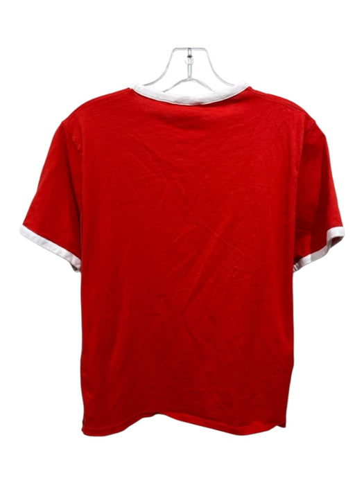 Sezane Size M Red & White Cotton Short Sleeve Text T Shirt Top Red & White / M