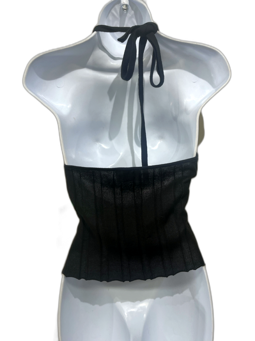 Dissh Size S Black Viscose Ribbed Knit Halter Top Black / S