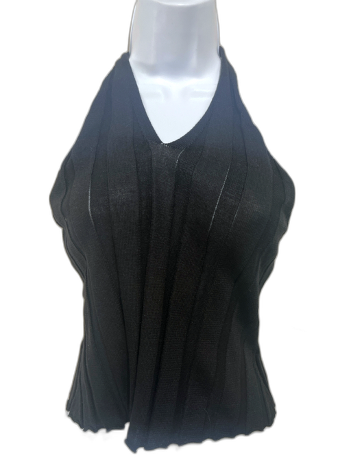 Dissh Size S Black Viscose Ribbed Knit Halter Top Black / S