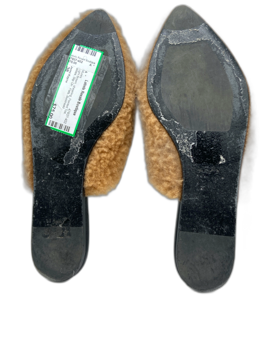 Jenni Kayne Shoe Size 38 Light Brown shearling Pointed Toe slides Slip On Mules Light Brown / 38
