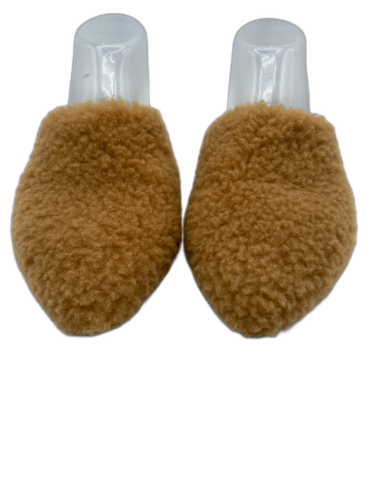 Jenni Kayne Shoe Size 38 Light Brown shearling Pointed Toe slides Slip On Mules Light Brown / 38