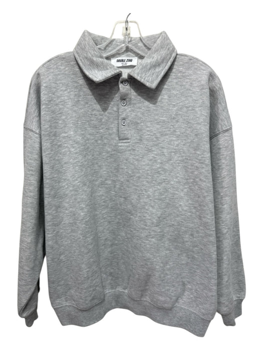 Double Zero Size S Gray Cotton Blend Collar Heathered Long Sleeve Thick Top Gray / S