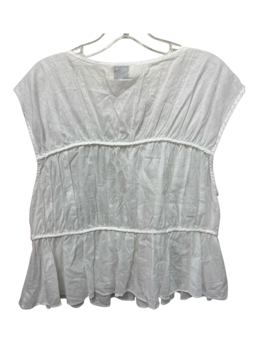 Dissh Size 4 White Semi Sheer Pleat Detail Cap Sleeve Piping Top White / 4