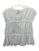 Dissh Size 4 White Semi Sheer Pleat Detail Cap Sleeve Piping Top White / 4