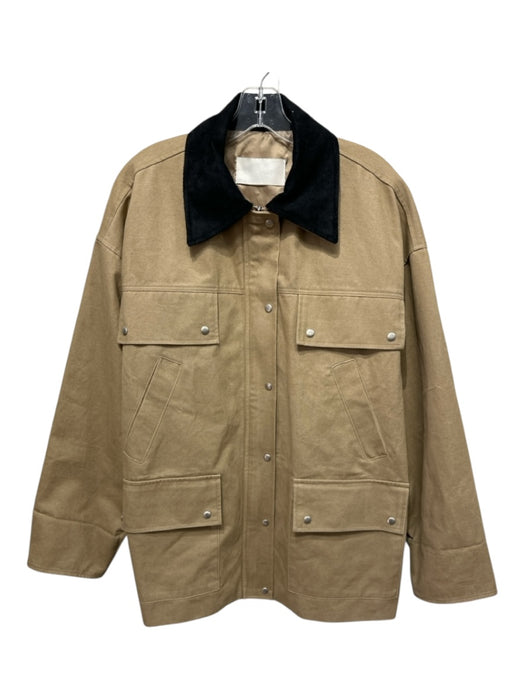 Art/Is/Over Size Est M Beige & Black Cotton Khaki Pockets Collar Detail Jacket Beige & Black / Est M