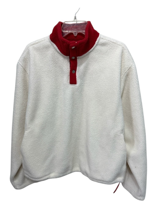 Elwood Size S White & Red Polyester Fleece Color Block Draw Cord Pullover Jacket White & Red / S
