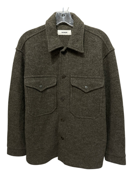 Buck Mason Size S Green Gray Merino Wool Collar Felted Wool Pockets Jacket Green Gray / S