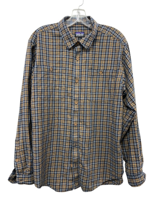 Patagonia Size M Blue, Yellow & White Cotton Plaid Button Down Long Sleeve Shirt Blue, Yellow & White / M