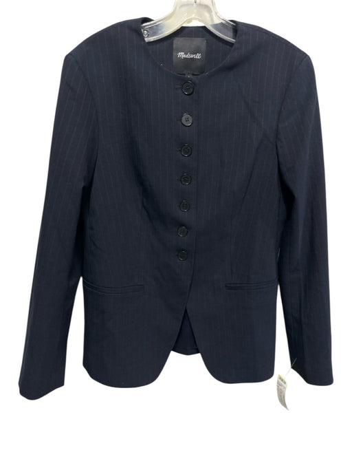Madewell Size 6 Navy Blue Polyester Button Pinstripe Long Sleeve Blazer Jacket Navy Blue / 6