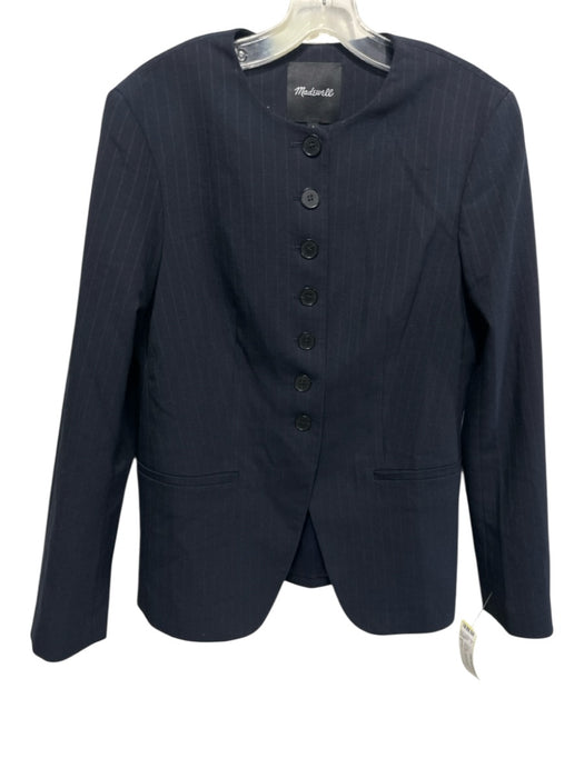Madewell Size 6 Navy Blue Polyester Button Pinstripe Long Sleeve Blazer Jacket Navy Blue / 6