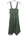 Reformation Size 6 Green Print Linen Plaid Smocked Back Cupped Sleeveless Dress Green Print / 6