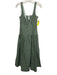 Reformation Size 6 Green Print Linen Plaid Smocked Back Cupped Sleeveless Dress Green Print / 6