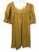 Doen Size S Mustard Yellow Cotton Lace Crinkle Half Sleeve Dress Mustard Yellow / S