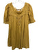 Doen Size S Mustard Yellow Cotton Lace Crinkle Half Sleeve Dress Mustard Yellow / S
