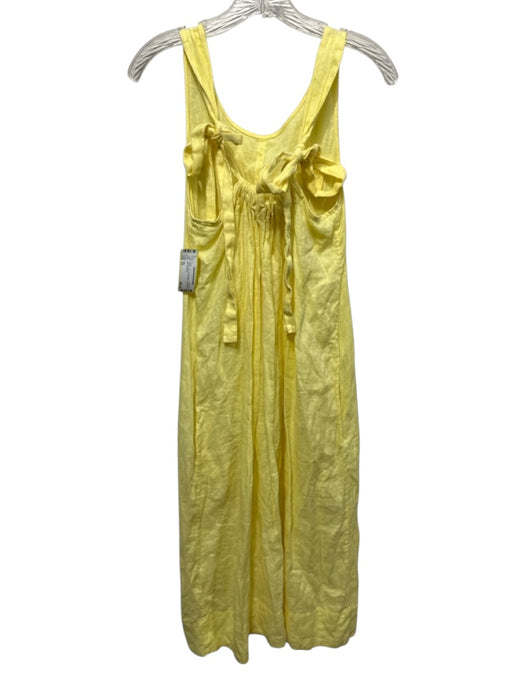 COS Size XS Yellow Linen Tie Shoulder Sleeveless Midi Dress Yellow / XS