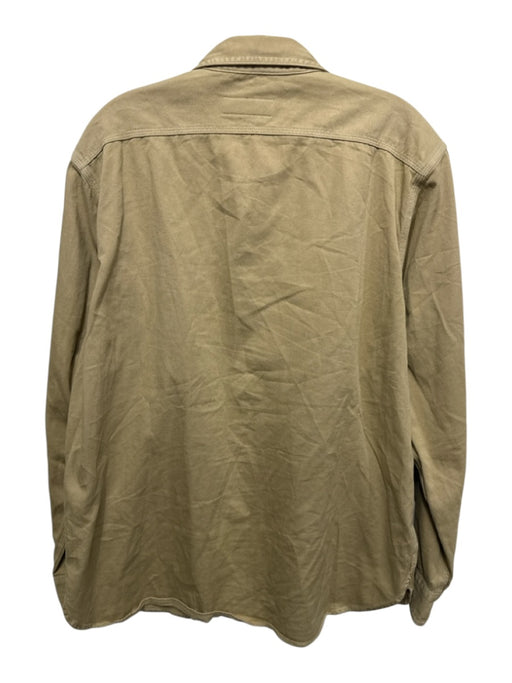 Buck Mason Size L Khaki Beige Cotton Pockets Collar Long Sleeve Top Khaki Beige / L