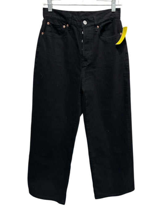 Buck Mason Size 26 Black Cotton Denim Button Fly Wide Leg Jeans Black / 26
