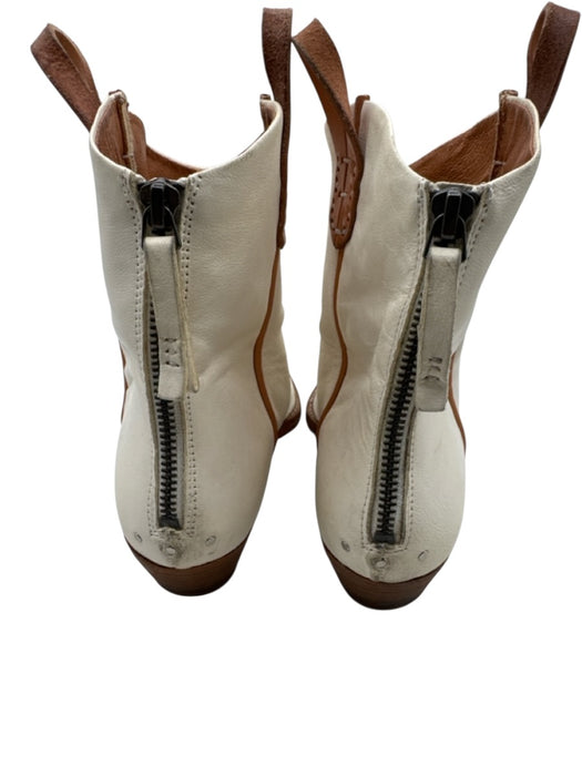 We The Free Shoe Size 37 White & Brown Leather Ankle Bootie Pointed Toe Booties White & Brown / 37