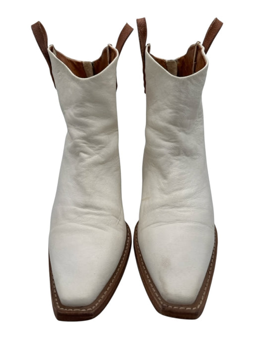 We The Free Shoe Size 37 White & Brown Leather Ankle Bootie Pointed Toe Booties White & Brown / 37