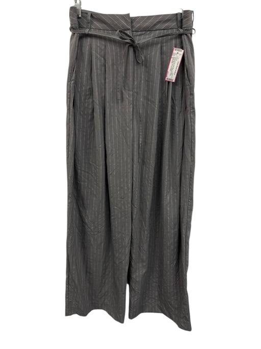 Deiji Studios Size S Gray & Yellow Wool Blend Pinstripe String Belt Pants Gray & Yellow / S