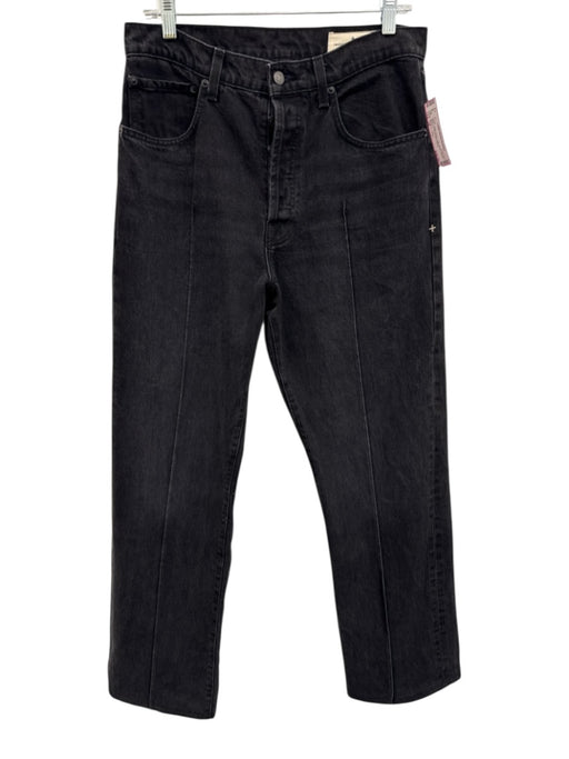 Imogene + Willie Size 29 Black Cotton Denim High Waist Pintuck Wide Leg Jeans Black / 29