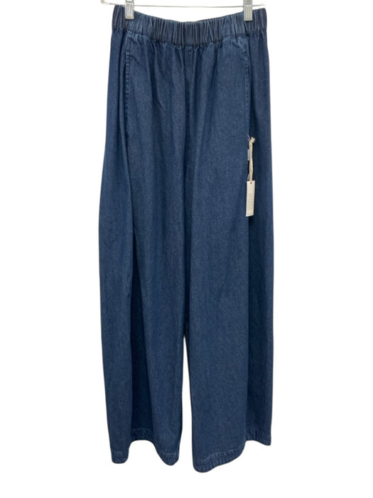Le Bon Shoppe Size S Dark Wash Cotton Denim Elastic Waist Wide Leg Pants Dark Wash / S