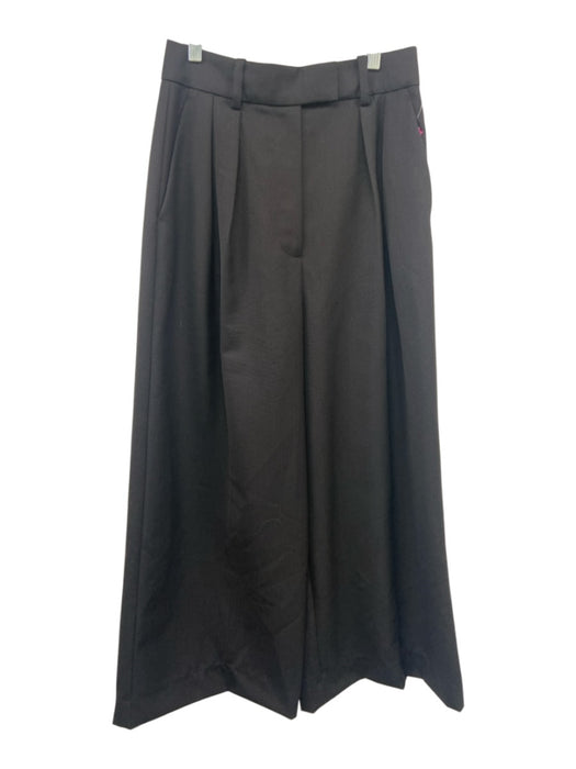 Anine Bing Size 4 Black Polyester High Waist Wide Leg Trouser Pants Black / 4