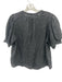 Doen Size S Black Ramie Lace Detail Button Down short sleeve Top Black / S