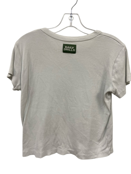 Daily Drills Size S White Cotton Ribbed Short Sleeve T Shirt Top White / S