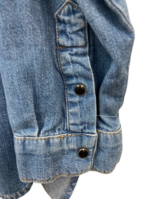 Anine Bing Size L Medium Wash Denim Cotton Snaps Pocket Collared Long Sleeve Top Medium Wash Denim / L