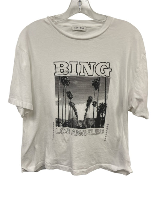 Anine Bing Size M White & Black Print Cotton Palm Trees Short Sleeve T Shirt Top White & Black Print / M