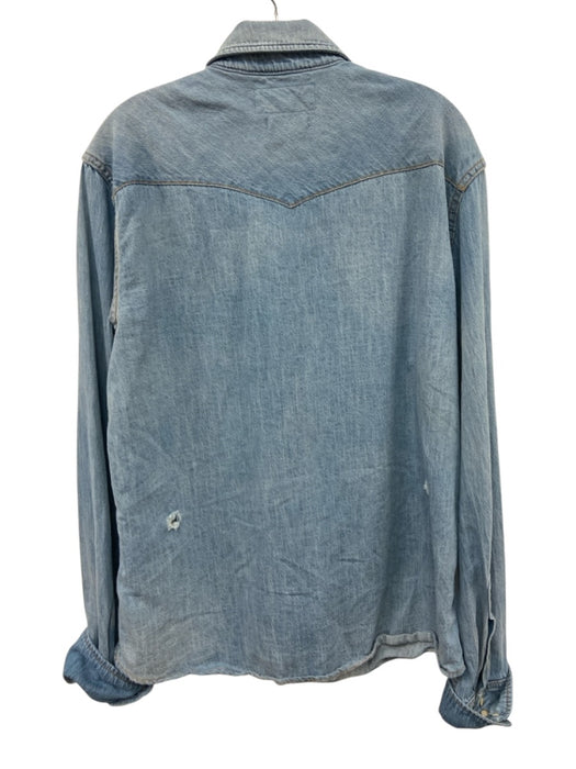 Imogene + Willie Size L Light Wash Denim Cotton Denim Snaps Collared Top Light Wash Denim / L