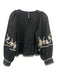Sezane Size 34 Black & White Cotton Embroidered Floral Long Sleeve Top Black & White / 34
