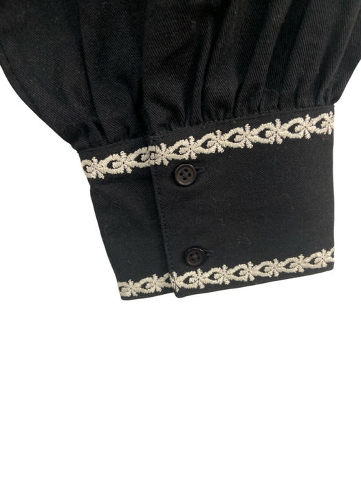 Sezane Size 34 Black & White Cotton Embroidered Floral Long Sleeve Top Black & White / 34