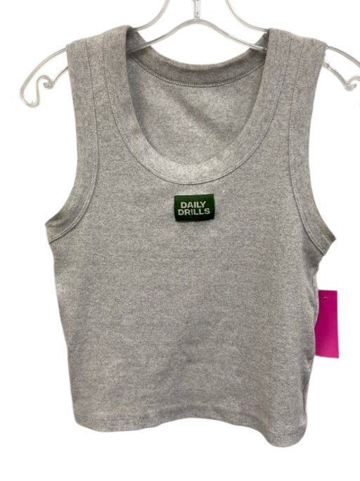 Daily Drills Size S Light Gray & Gray Cotton Ribbed Scoop Neck Sleeveless Top Light Gray & Gray / S