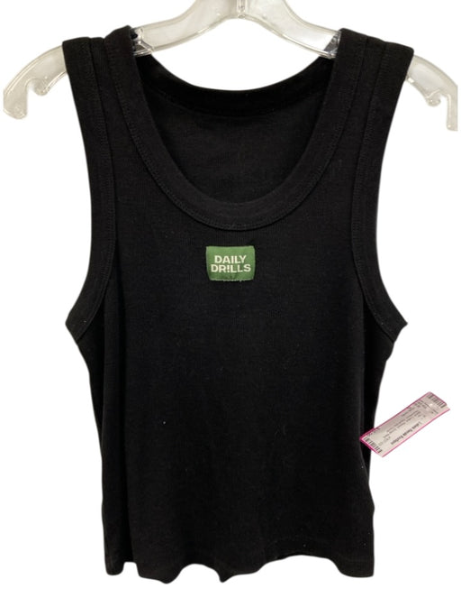 Daily Drills Size S Black Cotton Ribbed Scoop Neck Sleeveless Top Black / S