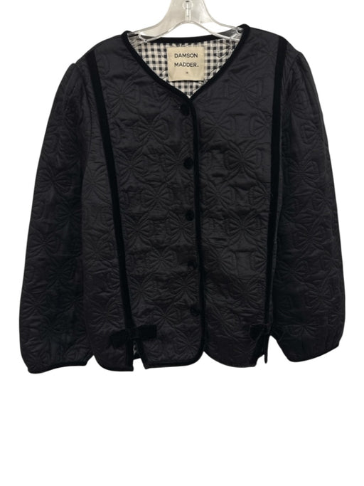 Damson Madder Size 15 Black & White Cotton Velvet Detail Quilted Jacket Black & White / 15