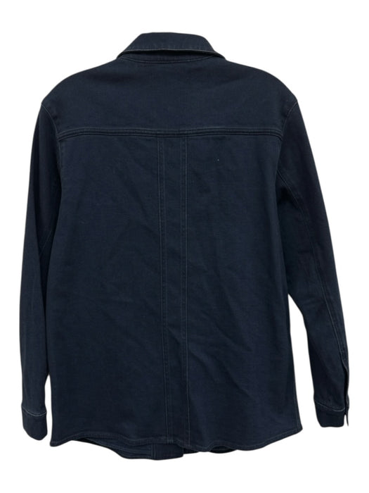Sezane NWT Size L Dark Denim Cotton Denim Button Down Long Sleeve Shirt Dark Denim / L