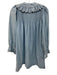 Doen Size S Light Wash Cotton & Acetate Button Neck Lace Trim Pintuck Dress Light Wash / S