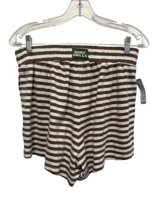 Daily Drills Size XS/S Brown & White Print Cotton Horizontal Stripes Short Set Brown & White Print / XS/S