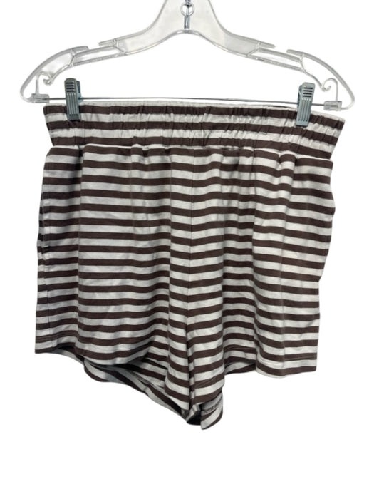 Daily Drills Size XS/S Brown & White Print Cotton Horizontal Stripes Short Set Brown & White Print / XS/S
