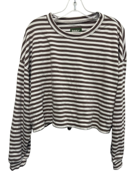 Daily Drills Size XS/S Brown & White Print Cotton Horizontal Stripes Short Set Brown & White Print / XS/S