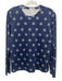 Laer Size M Navy Blue & White Pearl Pima Cotton Snowflake Long Sleeve Short Set Navy Blue & White Pearl / M