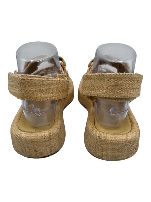 Ganni Shoe Size 7 Straw Beige Straw Woven Velcro Platform Flat Sandals Straw Beige / 7