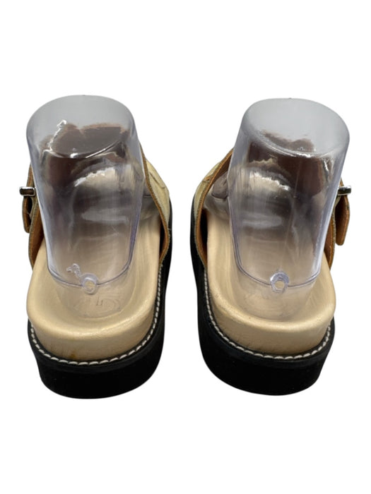 Ganni Shoe Size 7 Taupe & Black Suede Buckles Platform silver hardware Sandals Taupe & Black / 7