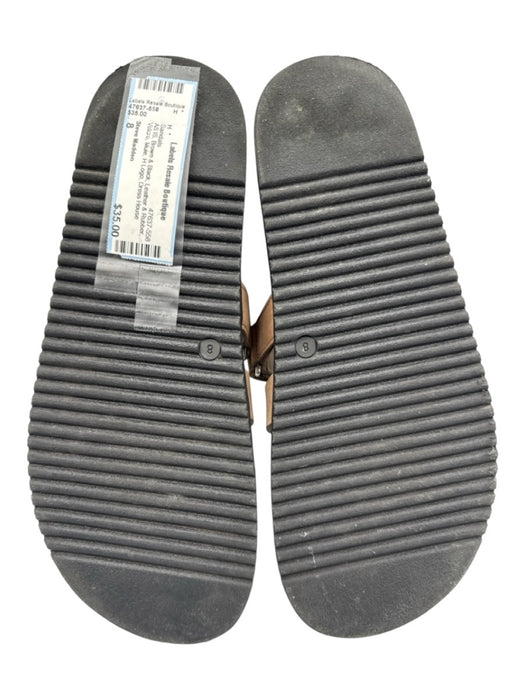 Steve Madden Shoe Size 8 Brown & Black Leather & Rubber Velcro Mule Sandals Brown & Black / 8
