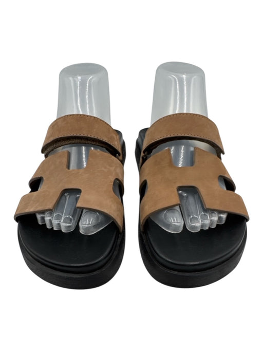 Steve Madden Shoe Size 8 Brown & Black Leather & Rubber Velcro Mule Sandals Brown & Black / 8