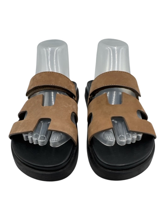 Steve Madden Shoe Size 8 Brown & Black Leather & Rubber Velcro Mule Sandals Brown & Black / 8